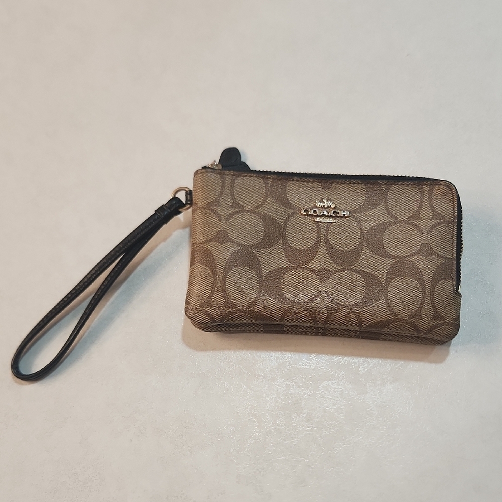 Coach Brown Wristlet Clutch